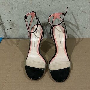 Zara Basic Collections Black Patent and Lucite Pencil Heel Stiletto Sandals - 39